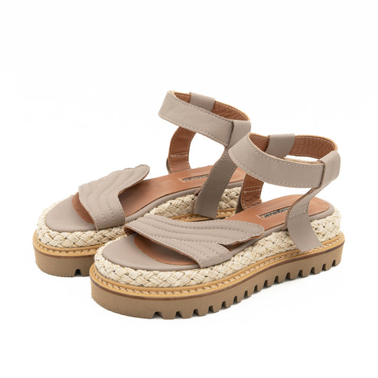 Salty Waves taupe leather flat sandals