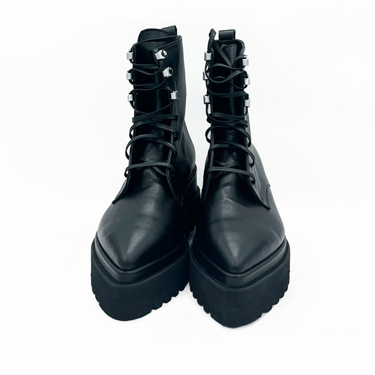 Sharp Love black leather booties