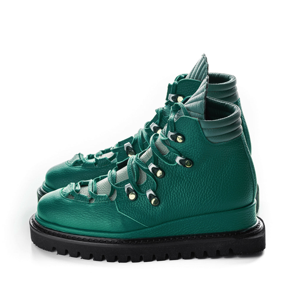 SHR SheLL We Go green leather booties