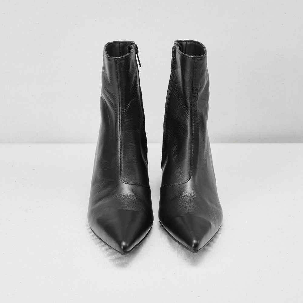 Smooth  black leather booties