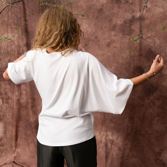 T-shirt no 1 white cotton asymmetric T-shirt