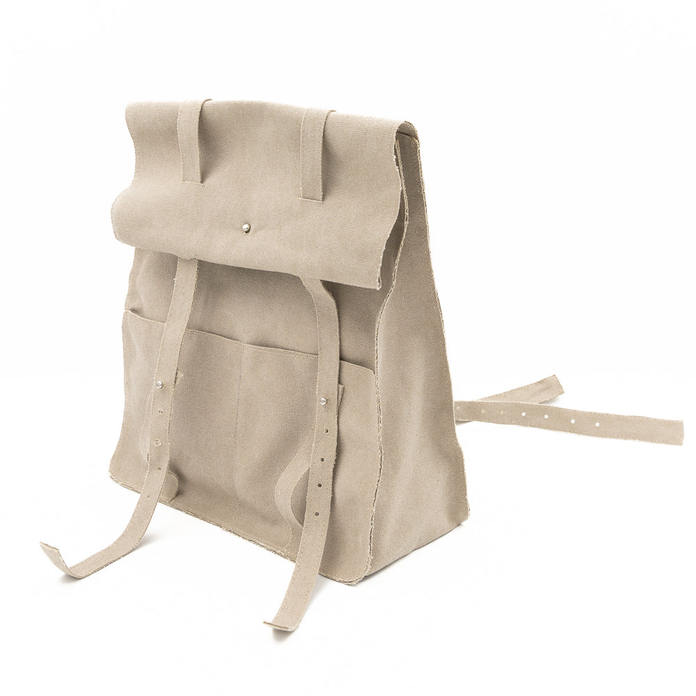 Teddy vegan beige textile backpack