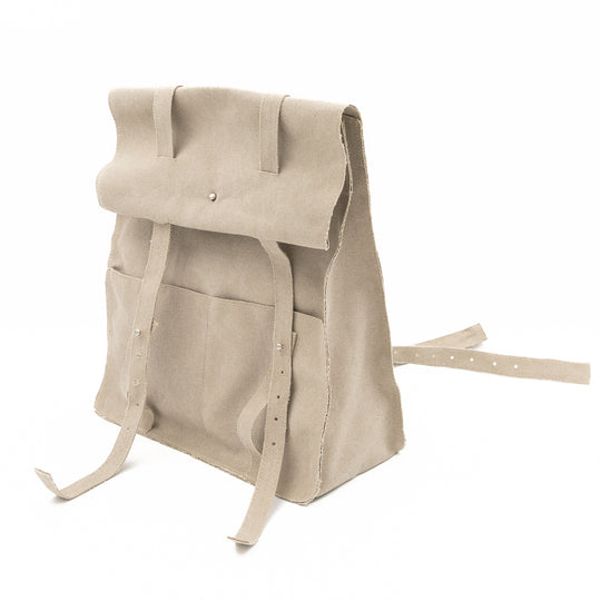 Teddy vegan beige textile backpack