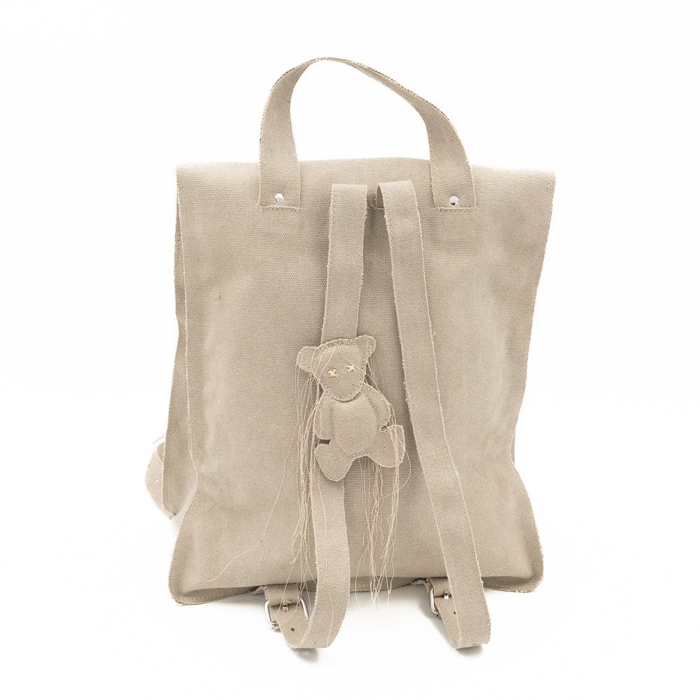 Teddy vegan beige textile backpack