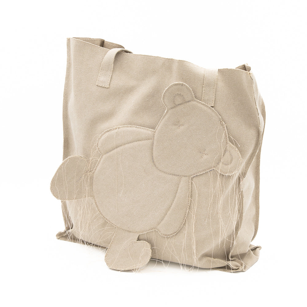 Teddy vegan beige textile totebag