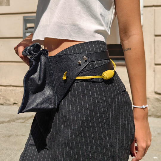 The Embrace black leather waist purse