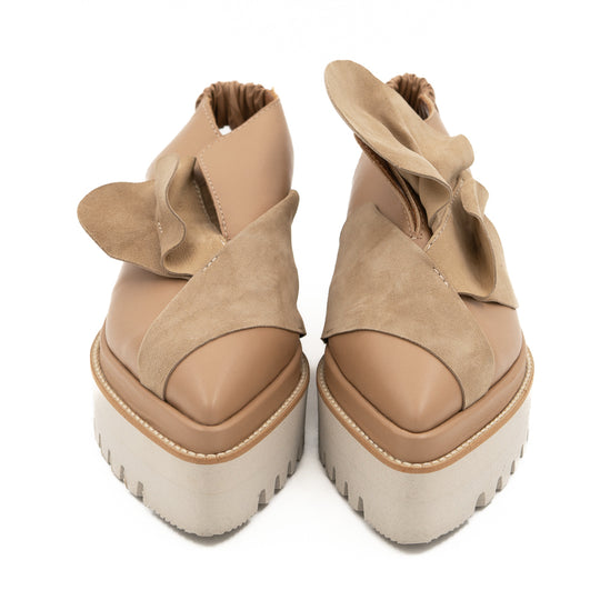 Tulips beige leather open back shoes