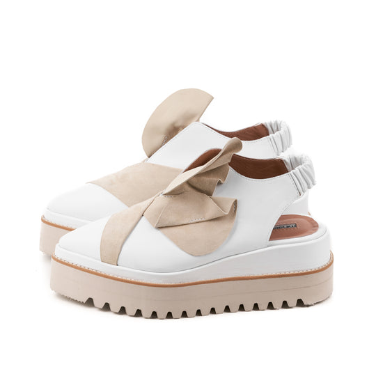 Tulips open back white leather shoes