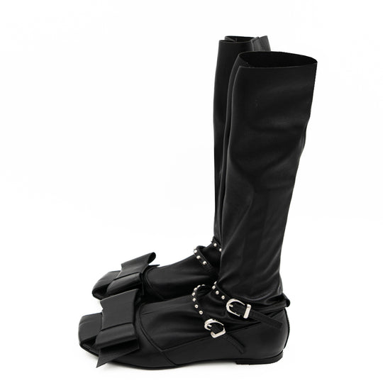 Twinkle black stretch ecological leather boots