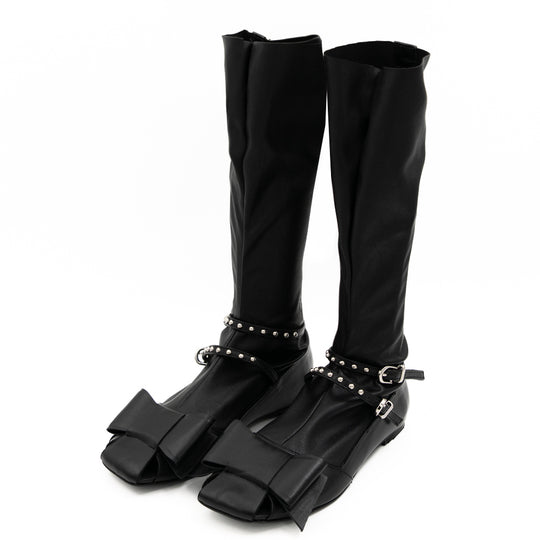 Twinkle black stretch ecological leather boots