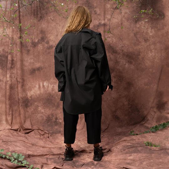 Waves black poplin oversized shirt