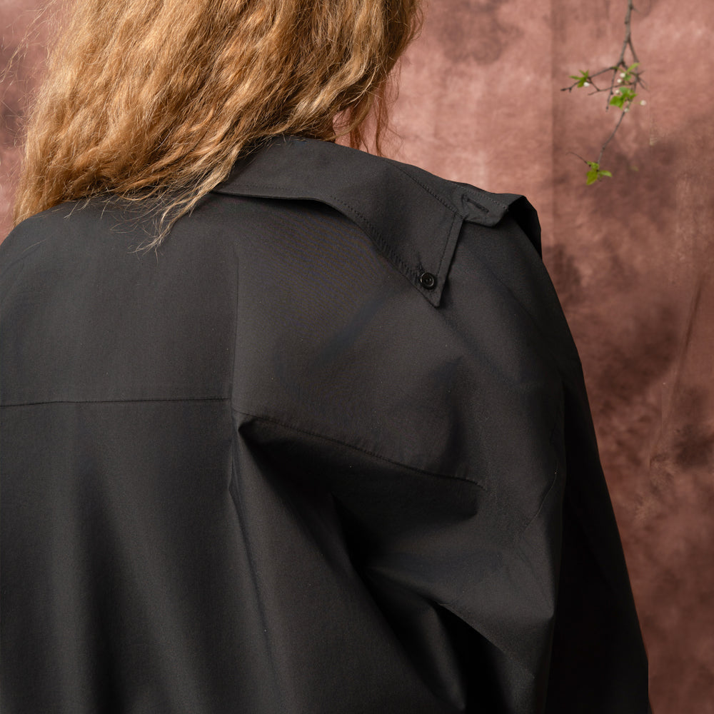 Waves black poplin oversized shirt
