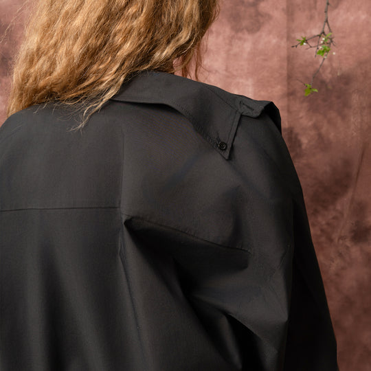 Waves black poplin oversized shirt
