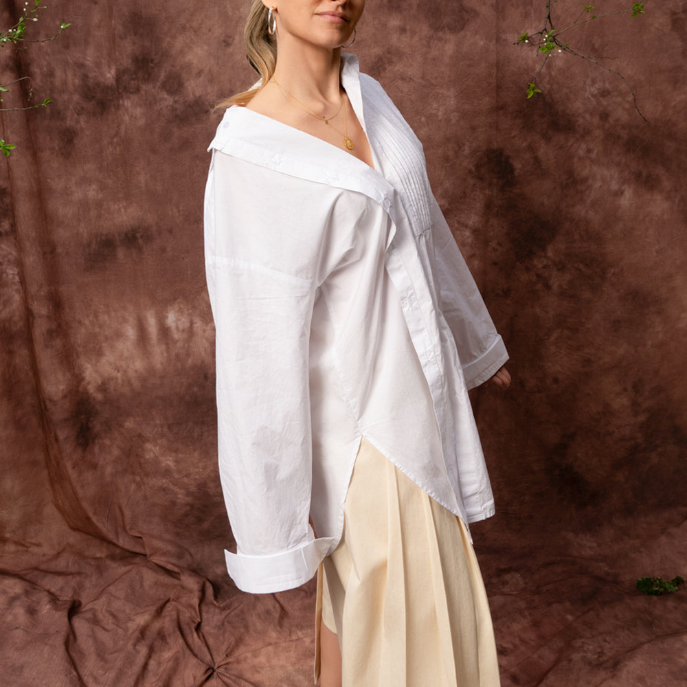 Waves white poplin oversized shirt