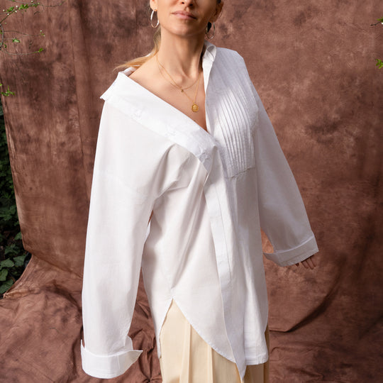 Waves white poplin oversized shirt