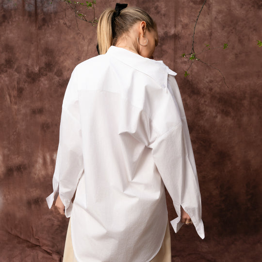 Waves white poplin oversized shirt