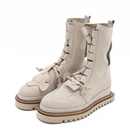Why so Serious light beige nubuck lace-up booties