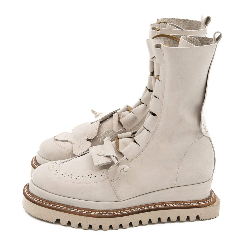 Why so Serious light beige nubuck lace-up booties