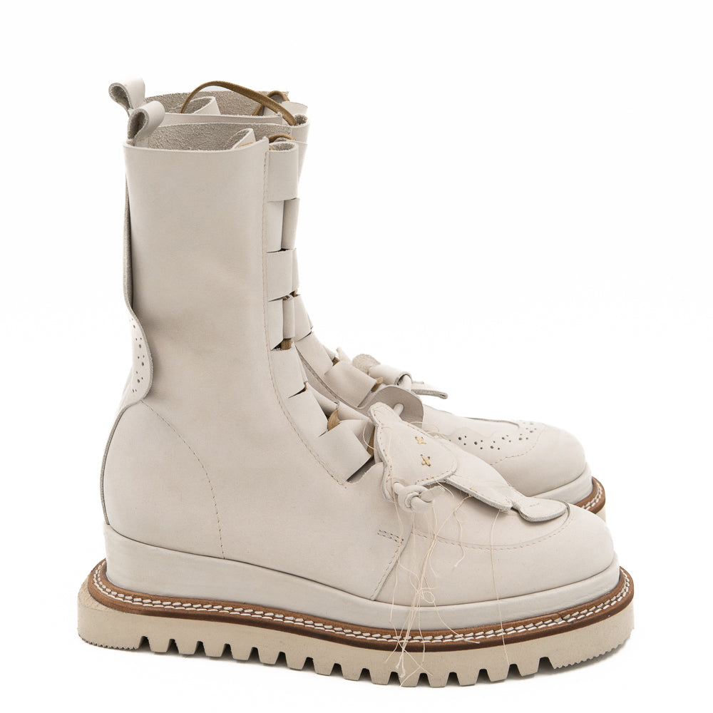 Why so Serious light beige nubuck lace-up booties