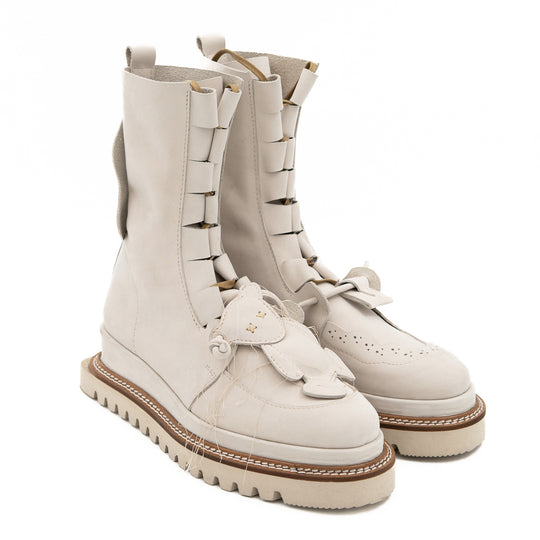 Why so Serious light beige nubuck lace-up booties