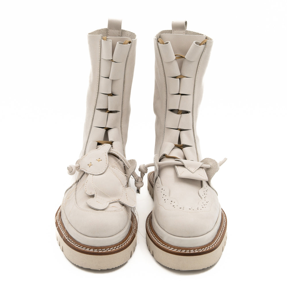 Why so Serious light beige nubuck lace-up booties