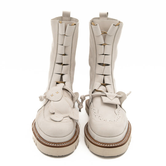 Why so Serious light beige nubuck lace-up booties