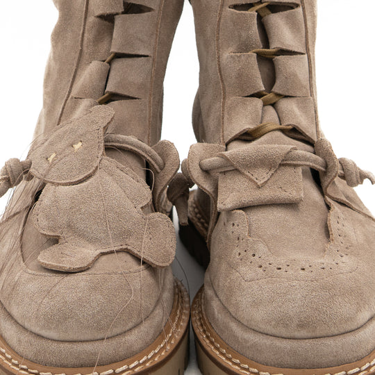 Why so Serious beige suede lace-up booties