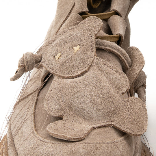 Why so Serious beige suede lace-up booties