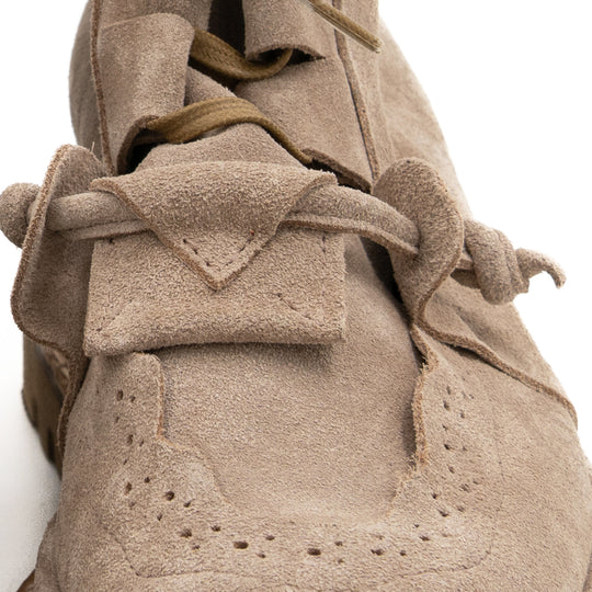 Why so Serious beige suede lace-up booties