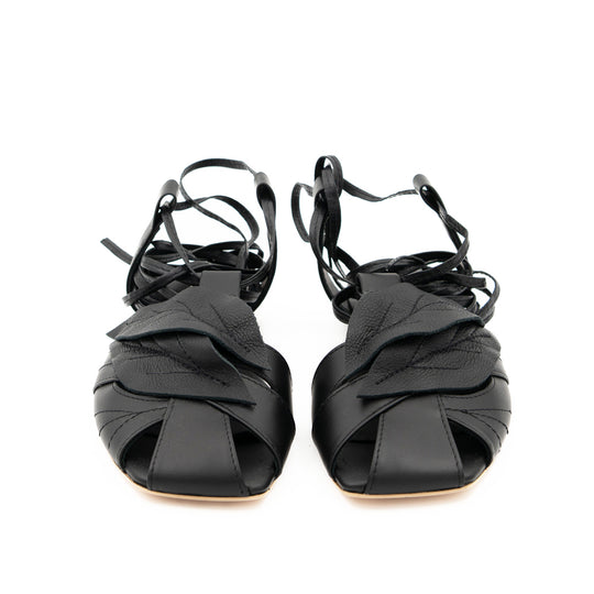 Wind black leather sandals