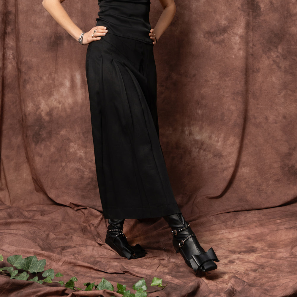 Wind black lyocell layered trousers