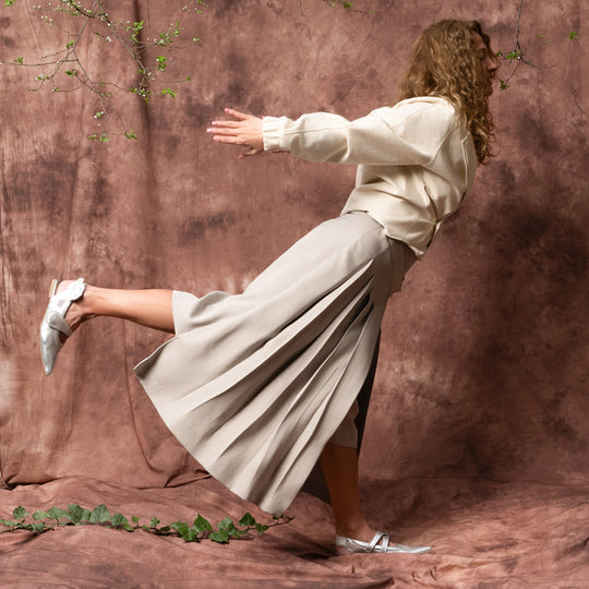 Wind greige lyocell layered trousers