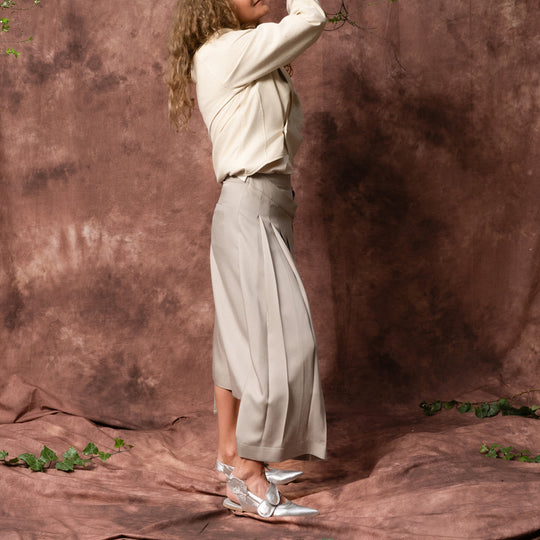 Wind greige lyocell layered trousers