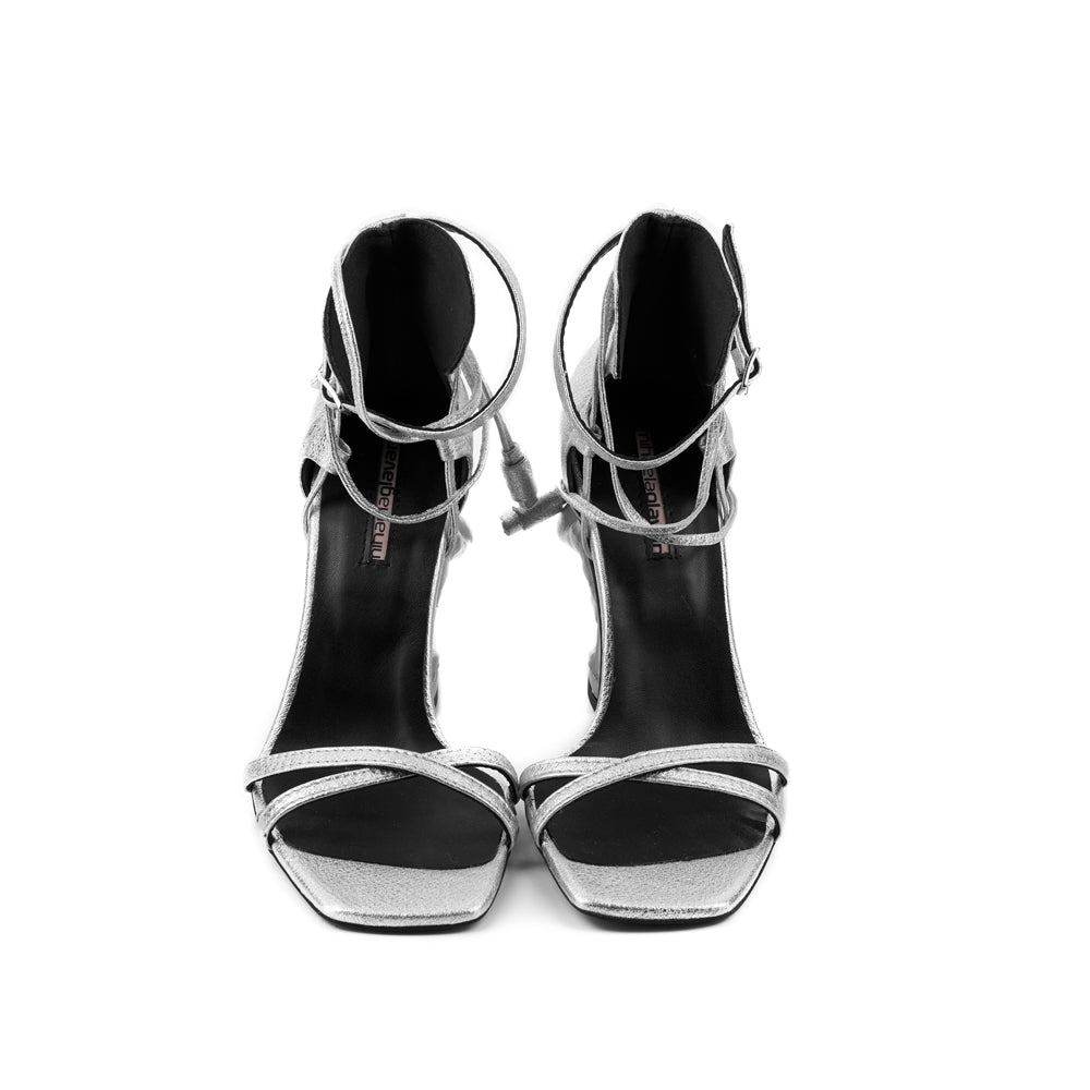 X-quisite silver leather sandals