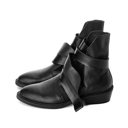 SHR XOXO Paper Game black leather booties