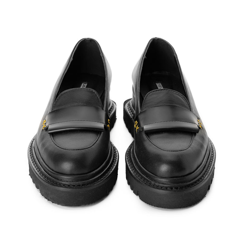 XOXO Paper Game black leather women shoes