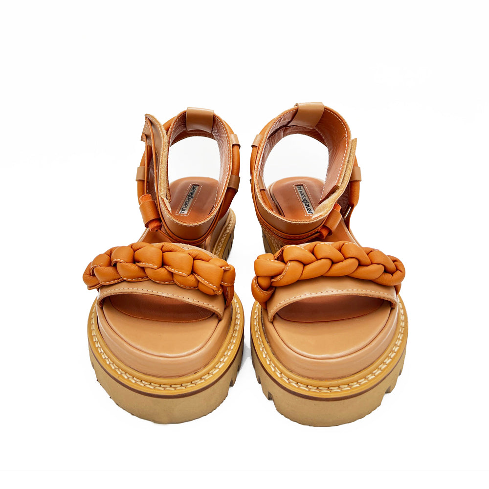 Braided Sunrise beige leather sandals