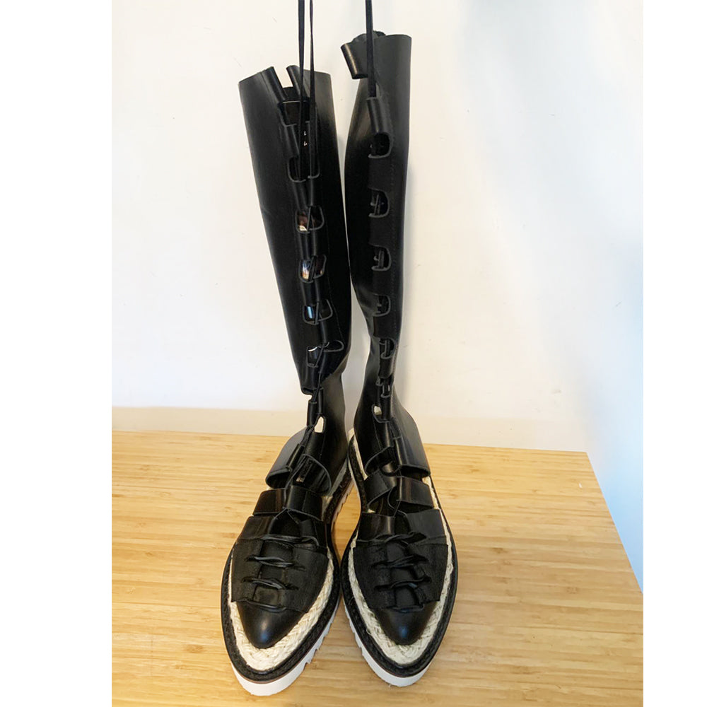 Sustainable Selection- Garden Dreams lace-up black leather boots