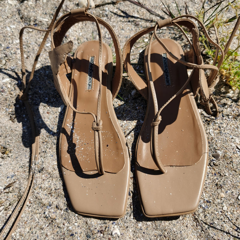 Salty Waves  beige leather sandals