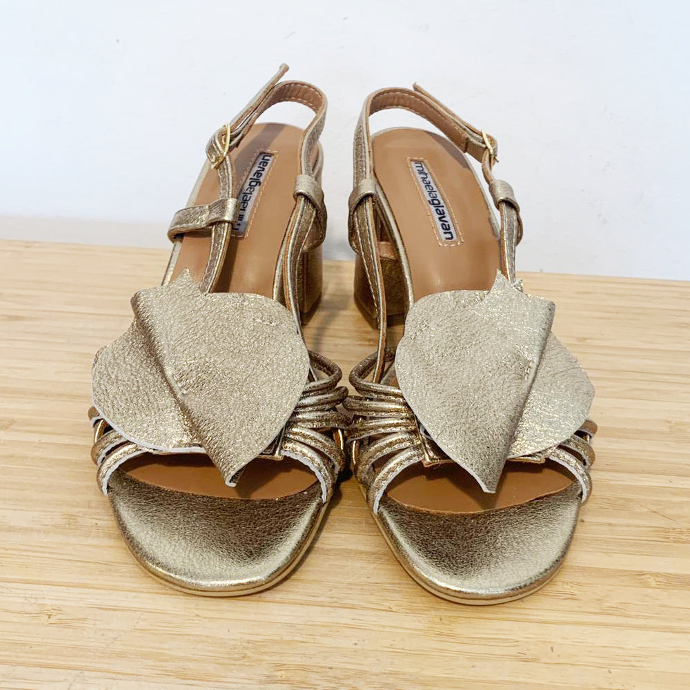 Sustainable Selection- Spell in Love golden leather sandals