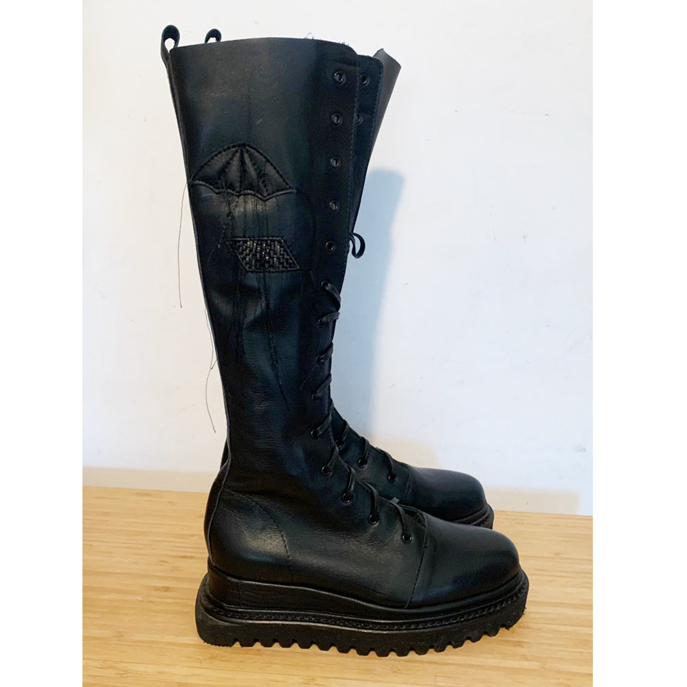 Sustainable Selection- Under my Umbrella black leather boots