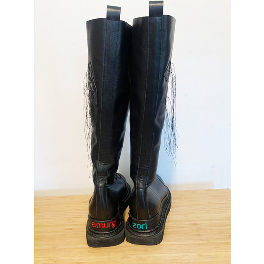 Sustainable Selection- Under my Umbrella black leather boots