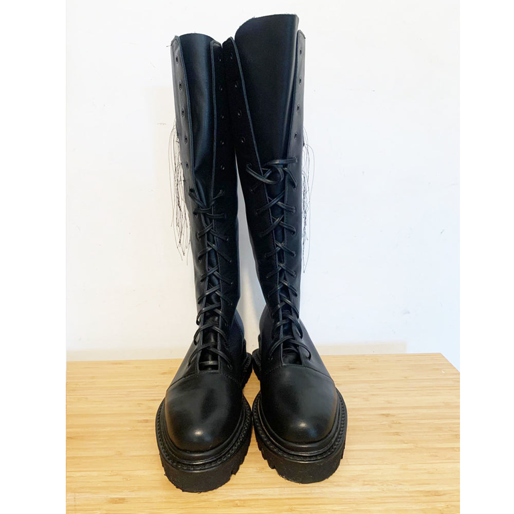 Sustainable Selection- Under my Umbrella black leather boots