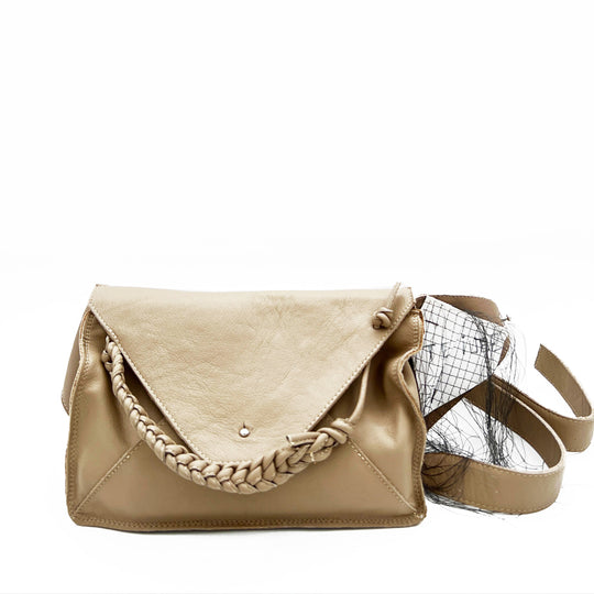 Unfinished Love Declaration beige leather bum bag