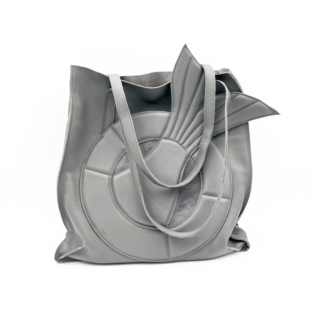 Unfinished Situation grey leather tote bag Stylish and functional mihaelaglavan.ro