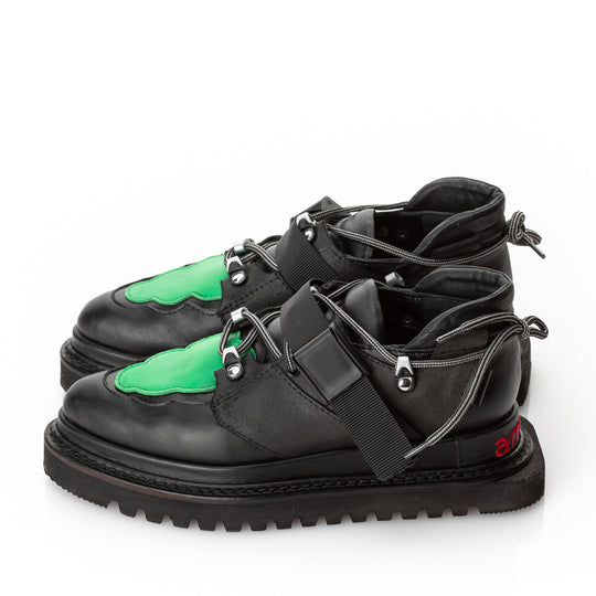 Black designer shoes with jute detail