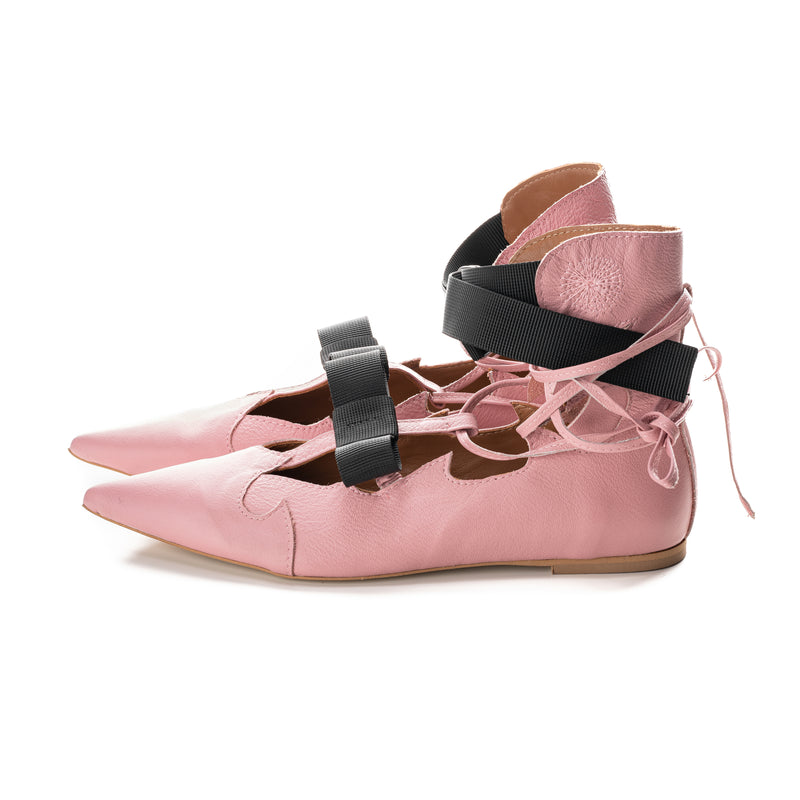 Handmade stylish pink leather boots