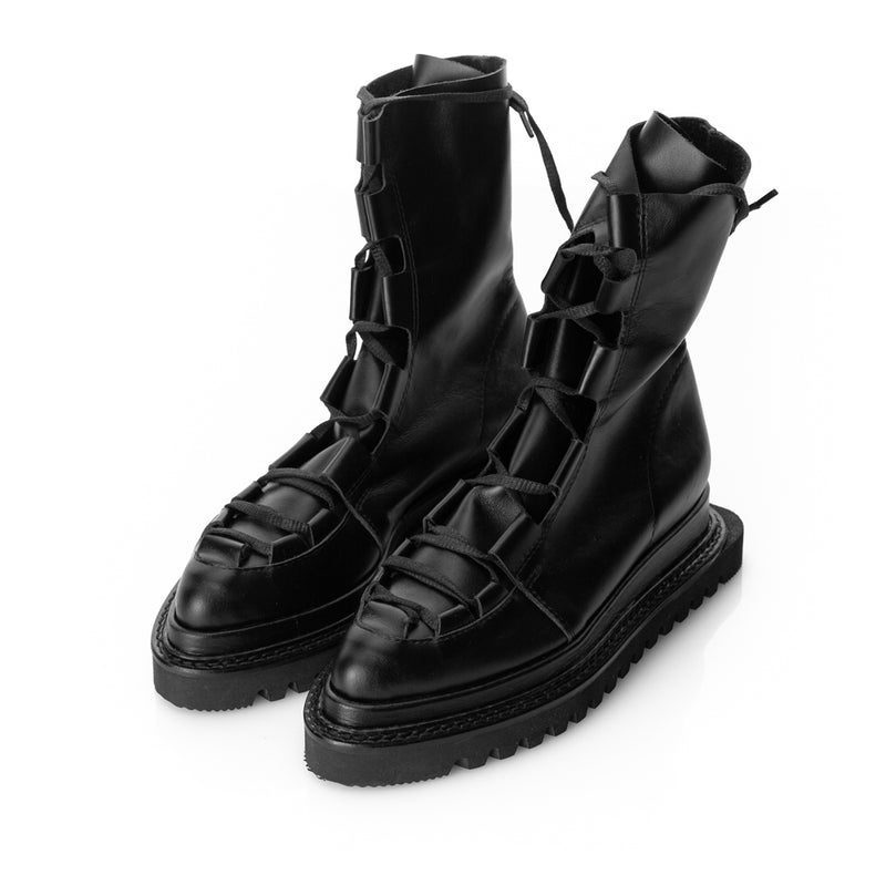 No more tricks black leather boots
