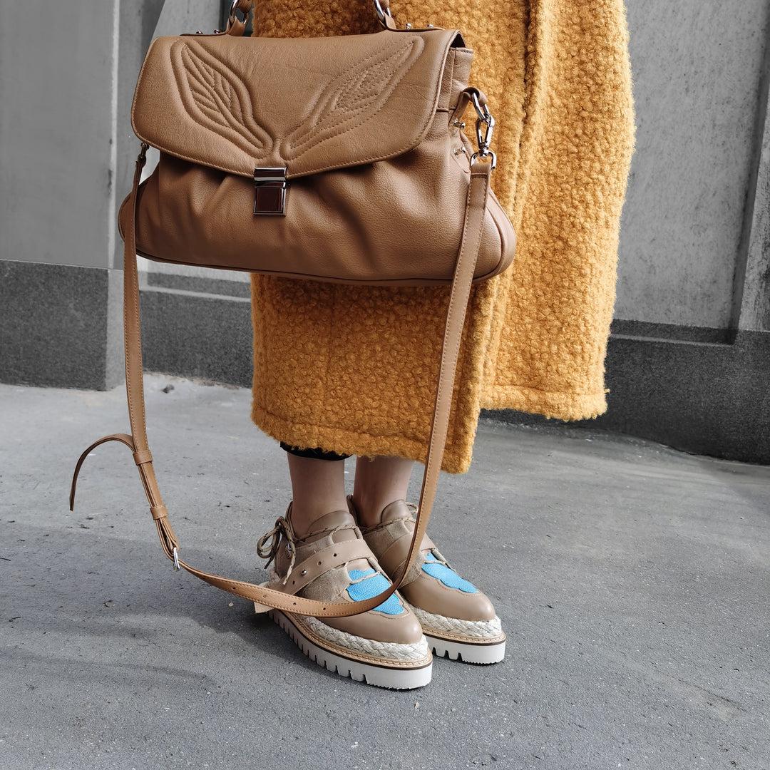 Lady-like light brown leather spring bag | Style with a touch of nature –  mihaelaglavan.ro