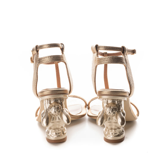 In your Arms golden leather sandals